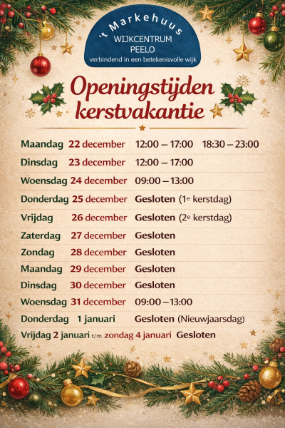 Openingstijden tussen kerst en oud en nieuw 2025